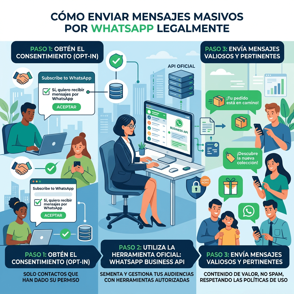 Steps to send mass WhatsApp messages legally with user consent and official API